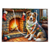 Grand Sac Cadeau Australian Shepherd Fireplace with Christmas Light (Dos)