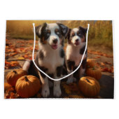 Grand Sac Cadeau Australian Shepherd Puppy Citrouille de plaisir d' (Devant)