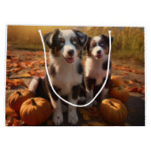 Grand Sac Cadeau Australian Shepherd Puppy Citrouille de plaisir d' (Dos)