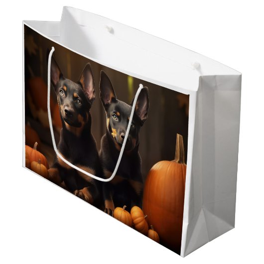 Grand Sac Cadeau Australien Kelpie Puppy Citrouille de plaisir d'au (Devant Angle)