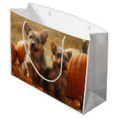 Grand Sac Cadeau Australien Terrier Chiot Automne Citrouille de pla (Dos Angle)