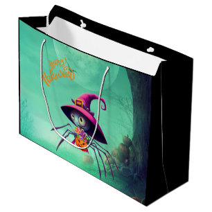 Grand Sac Cadeau Automne/araignée/sorcier/halloween
