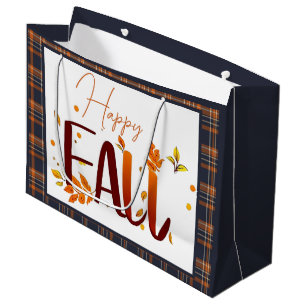Grand Sac Cadeau automne/automne/feuille/plaid