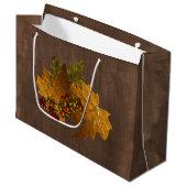 Grand Sac Cadeau Automne Automne Feuilles Russe Mariage (Devant Angle)