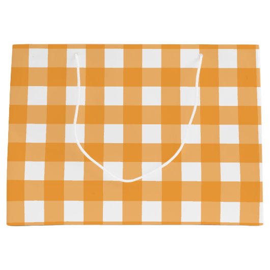 Grand Sac Cadeau Automne Automne Orange Plaid Motif (Devant)