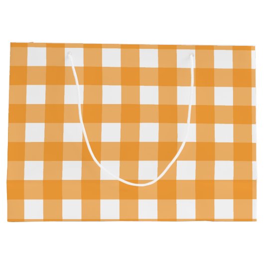 Grand Sac Cadeau Automne Automne Orange Plaid Motif (Dos)