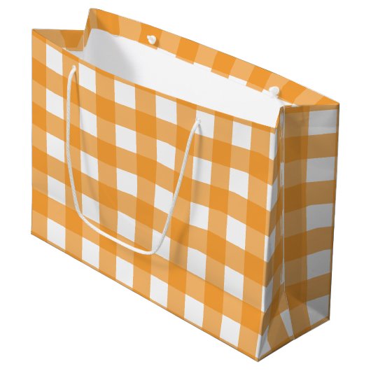 Grand Sac Cadeau Automne Automne Orange Plaid Motif (Devant Angle)