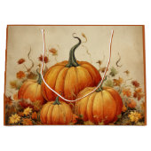 Grand Sac Cadeau Automne Rustique Orange Citrouille (Devant)