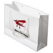 Grand Sac Cadeau Avion cool avec bannière Joyeux Noël (Devant Angle)