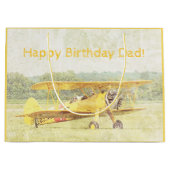 Grand Sac Cadeau Avion de chasse d'antiquités Cuisinier Jaune (Devant)