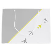 Grand Sac Cadeau Avions gris jaune Avions Avion Avion Avion Vol (Devant)