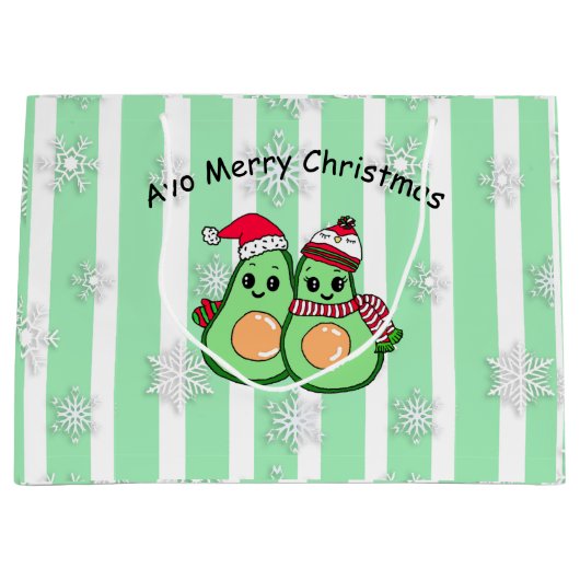 Grand Sac Cadeau Avo Joyeux Noël Drôle Humour Avocados (Devant)