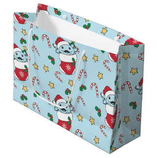 Grand Sac Cadeau Axolotl Noël Neige Animaux d'hiver Axolotls