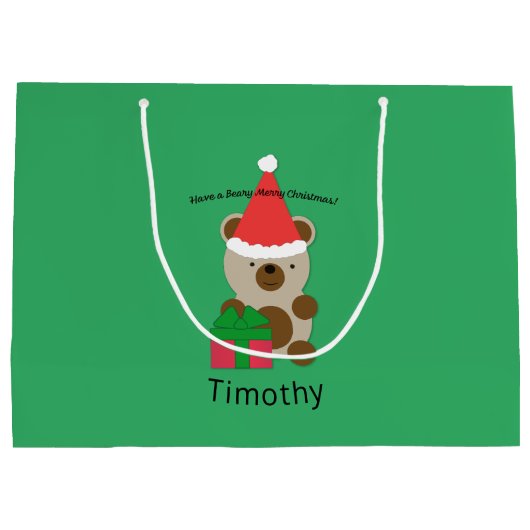 Grand Sac Cadeau Ayez une bière Joyeux Ours de Noël (Dos)