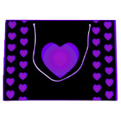Grand Sac Cadeau B&W Purple Hearts Beating (Devant)