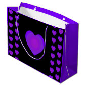 Grand Sac Cadeau B&W Purple Hearts Beating (Dos Angle)