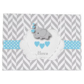 Grand Sac Cadeau Baby Blue 🐘 Elephant Design 👶 Baby Boy Douche (Dos)