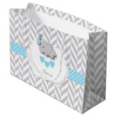 Grand Sac Cadeau Baby Blue 🐘 Elephant Design 👶 Baby Boy Douche (Dos Angle)