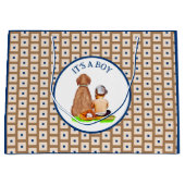 Grand Sac Cadeau Baby Boy and Dog Baseball Baby shower à thème (Devant)