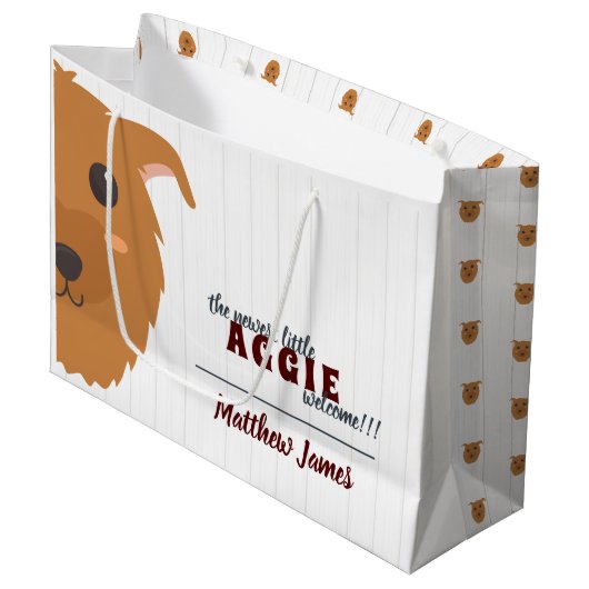 Grand Sac Cadeau Baby Boy Chien Maroon (Devant Angle)