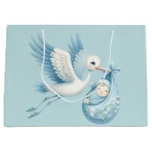 Grand Sac Cadeau Baby Boy Stork (Devant)