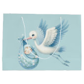 Grand Sac Cadeau Baby Boy Stork (Dos)
