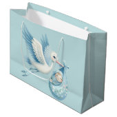 Grand Sac Cadeau Baby Boy Stork (Devant Angle)
