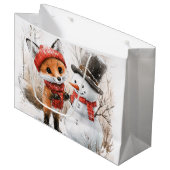 Grand Sac Cadeau Baby Fox et Snowman (Devant Angle)