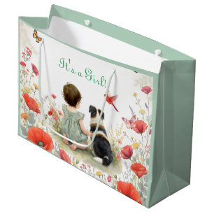 Grand Sac Cadeau Baby Girl et son chiot Baby Shower 