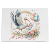 Grand Sac Cadeau Baby Girl Stork (Devant)