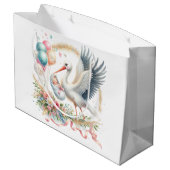 Grand Sac Cadeau Baby Girl Stork (Dos Angle)