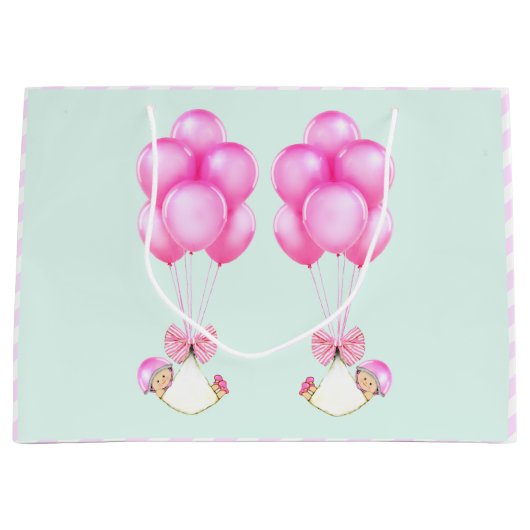 Grand Sac Cadeau Baby Girl Twins (Devant)