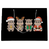 Grand Sac Cadeau Baby Hippo Moo Deng Noël (Devant)