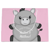 Grand Sac Cadeau Baby shower à âne rose (Devant)