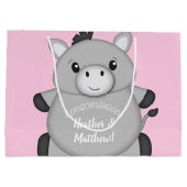 Grand Sac Cadeau Baby shower à âne rose (Dos)