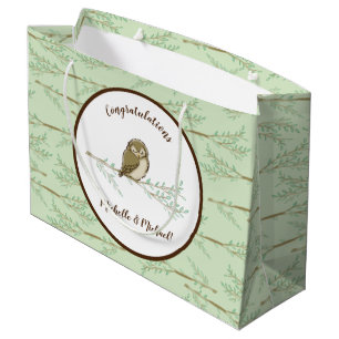 Grand Sac Cadeau Baby shower animal de Owl Woodland