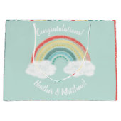 Grand Sac Cadeau Baby shower arc-en-ciel Boho (Devant)
