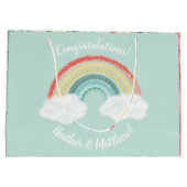 Grand Sac Cadeau Baby shower arc-en-ciel Boho (Dos)