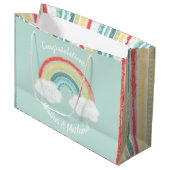 Grand Sac Cadeau Baby shower arc-en-ciel Boho (Devant Angle)