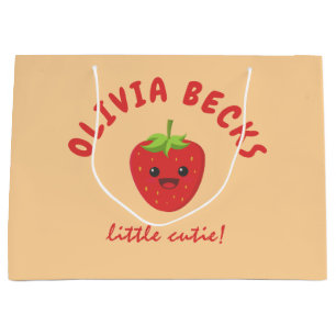 Grand Sac Cadeau Baby shower aux fraises Little Cutie