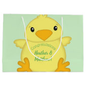 Grand Sac Cadeau Baby shower blanc vert (Dos)