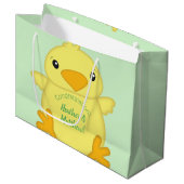 Grand Sac Cadeau Baby shower blanc vert (Devant Angle)