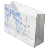 Grand Sac Cadeau Baby shower Bleu Bow Invitation, Coquette Bleue (Devant Angle)