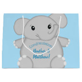 Grand Sac Cadeau Baby shower Blue Elephant (Devant)