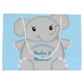Grand Sac Cadeau Baby shower Blue Elephant (Dos)
