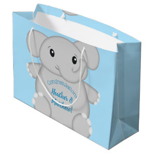Grand Sac Cadeau Baby shower Blue Elephant