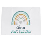 Grand Sac Cadeau Baby shower Boho Baby Blue Rainbow (Devant)