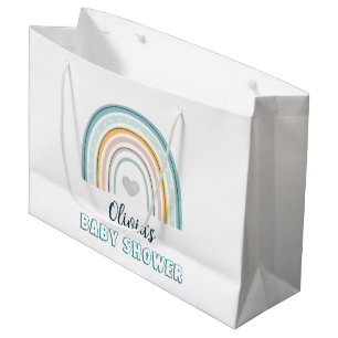 Grand Sac Cadeau Baby shower Boho Baby Blue Rainbow