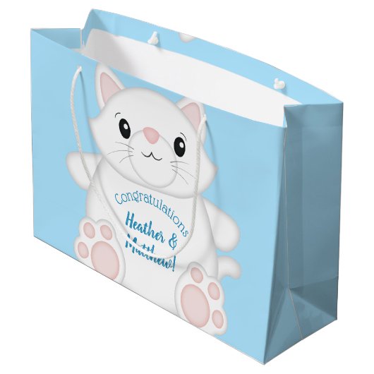 Grand Sac Cadeau Baby shower chat Kitty Blue (Dos Angle)
