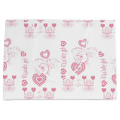 Grand Sac Cadeau Baby shower Coeurs roses (Devant)